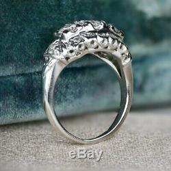 Vintage Art Deco Retro Fine Engagement Ring 925 Sterling Silver 4Ct Diamond Ring