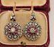 Vintage Art Deco Ruby & Lab Created Diamond Engagement 925 Silver Gift Earrings