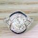 Vintage Art Deco Sapphire Engagement Ring 14k White Gold Over 2 Ct Round Diamond