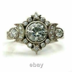 Vintage Art Retro Engagement & Wedding Ring 2.67 Ct Diamond 14K White Gold Over