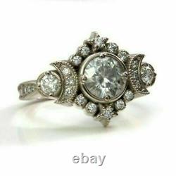 Vintage Art Retro Engagement & Wedding Ring 2.67 Ct Diamond 14K White Gold Over