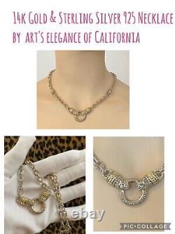 Vintage Art's Elegance 14K Gold & Sterling Silver 925 Signed Necklace 37+ grams