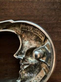 Vintage Barry Kieselstein Cord Half Moon Face Sterling Silver Belt Buckel