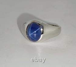 Vintage Blue Lindy Star, Blue Star Sapphire Silver Ring, 925 Sterling Silver