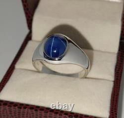 Vintage Blue Lindy Star, Blue Star Sapphire Silver Ring, 925 Sterling Silver