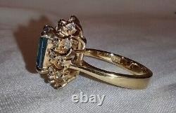 Vintage Blue Topaz Yellow Gold Plated Over 925 Sterling Silver Size 7.5 Ring