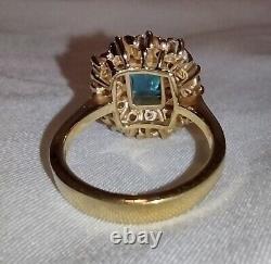 Vintage Blue Topaz Yellow Gold Plated Over 925 Sterling Silver Size 7.5 Ring