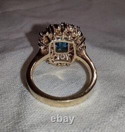 Vintage Blue Topaz Yellow Gold Plated Over 925 Sterling Silver Size 7.5 Ring