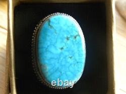 Vintage Blue Web Turquoise Sterling Silver Ring 6-1/2