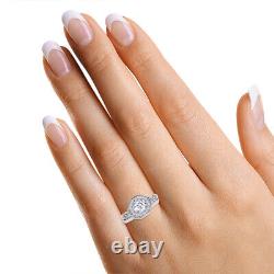 Vintage Bridal Engagement Halo Ring Set Simulated Diamond 925 Sterling Silver