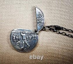 Vintage Brit Sterling Silver Golf Themed Matches Vesta Pendant and 925 Necklace