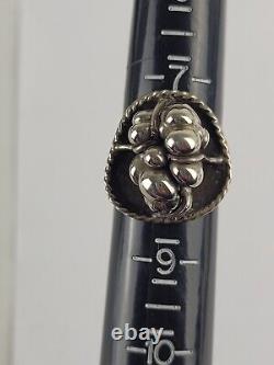 Vintage Brutalist Ring Modernist Shadow Bubbles Sterling Silver Size 7.75