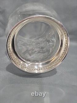 Vintage Cambridge Glass Chantilly Ice Lip Water Pitcher Sterling Silver Base