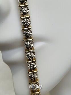Vintage China 14K Gold Over 925 Sterling Silver Double Clasp Tennis Bracelet 7.5