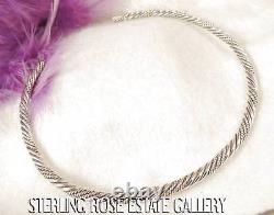 Vintage Choker In STERLING SILVER 0.925 16 Stiff NECKLACE 6 Twisted Strands