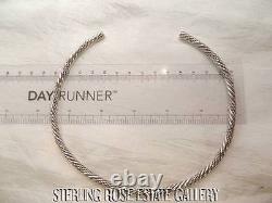 Vintage Choker In STERLING SILVER 0.925 16 Stiff NECKLACE 6 Twisted Strands