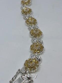 Vintage Citrine Bracelet 925 Sterling Silver Yellow Deco Genuine Stones