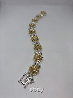 Vintage Citrine Bracelet 925 Sterling Silver Yellow Deco Genuine Stones