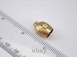 Vintage Cow Bell Charm Enamel FlowePendant 14K Yellow Gold Plated 18 Free Chain