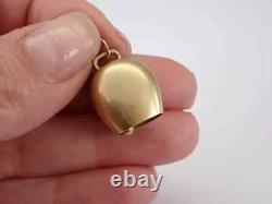 Vintage Cow Bell Charm Enamel FlowePendant 14K Yellow Gold Plated 18 Free Chain