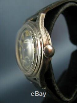 Vintage Crawford WW2 Era Military Style Sterling Silver Mens Watch 7J 1940s