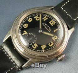 Vintage Crawford WW2 Era Military Style Sterling Silver Mens Watch 7J 1940s