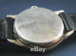 Vintage Crawford WW2 Era Military Style Sterling Silver Mens Watch 7J 1940s