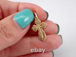 Vintage Cross Unisex Pendant 14K Yellow Gold Plated 18 Chain 925 Sterling Silver