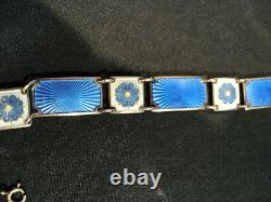 Vintage DAVID-ANDERSEN Norway Sterling Silver & Guilloche Enamel Link Bracelet