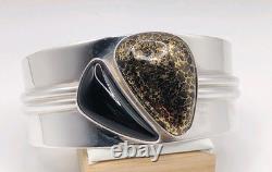 Vintage DTR Jay King Mine Finds Gold Matrix Onyx Sterling Silver Cuff Bracelet