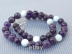 Vintage DTR Jay King Sterling Silver Purple Amethyst Beaded Necklace 21