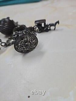 Vintage Danecraft Sterling Silver Charm Bracelet with 5 Charms 1900s RARE