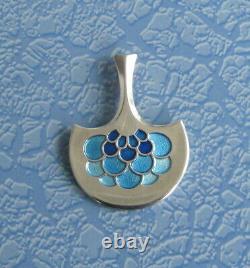 Vintage David Andersen Sterling Silver Pendant with Blue Enamel Design