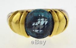 Vintage David Yurman 14k Gold Sterling Silver Blue Topaz Capri Cable Ring Sz 5.5