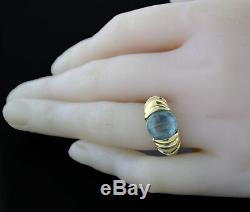 Vintage David Yurman 14k Gold Sterling Silver Blue Topaz Capri Cable Ring Sz 5.5