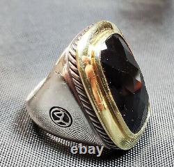 Vintage David Yurman 18K Gold Sterling Silver Onyx Ring Size 9