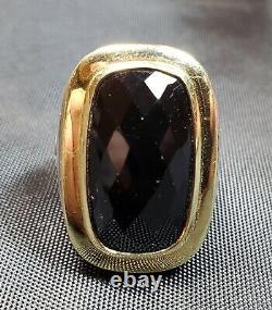 Vintage David Yurman 18K Gold Sterling Silver Onyx Ring Size 9