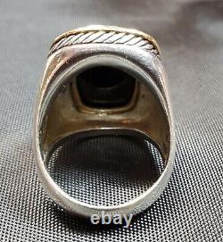 Vintage David Yurman 18K Gold Sterling Silver Onyx Ring Size 9