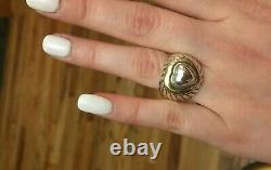 Vintage David Yurman 18k Gold Sterling Silver Diamond Heart Dome Ring Size7-7.5