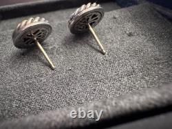 Vintage David Yurman Sterling Silver, 14K gold, Pink Topaz Cable Studs with box