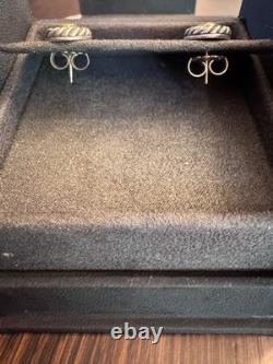 Vintage David Yurman Sterling Silver, 14K gold, Pink Topaz Cable Studs with box