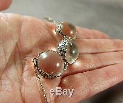 Vintage Deco Pools of Light Rock Crystal Quartz Orb Sterling Necklace