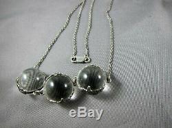 Vintage Deco Pools of Light Rock Crystal Quartz Orb Sterling Necklace