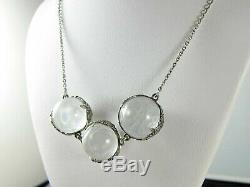 Vintage Deco Pools of Light Rock Crystal Quartz Orb Sterling Necklace