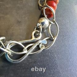 Vintage Desert Rose Trading Orange Sponge Coral & LAPIS Sterling Silver Necklace