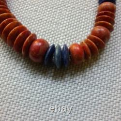Vintage Desert Rose Trading Orange Sponge Coral & LAPIS Sterling Silver Necklace
