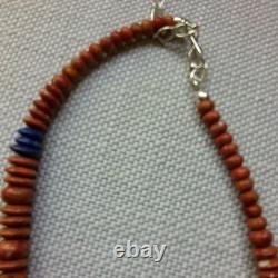 Vintage Desert Rose Trading Orange Sponge Coral & LAPIS Sterling Silver Necklace
