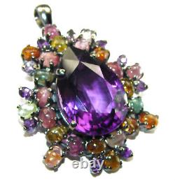 Vintage Design 65.5 carat Amethyst. 925 Sterling Silver handcrafted Pendant