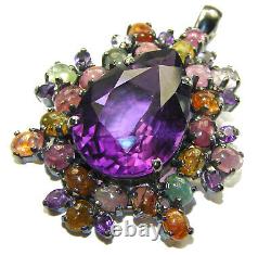 Vintage Design 65.5 carat Amethyst. 925 Sterling Silver handcrafted Pendant