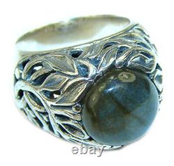 Vintage Design GENUINE Labradorite. 925 Sterling Silver handcrafted ring size 7